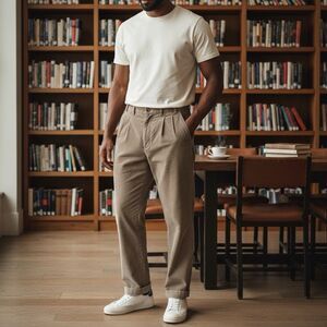 Vtg 90s Mens 36x30 Beige Tan Pleated Cuffed Wide Leg Corduroy Pants Preppy